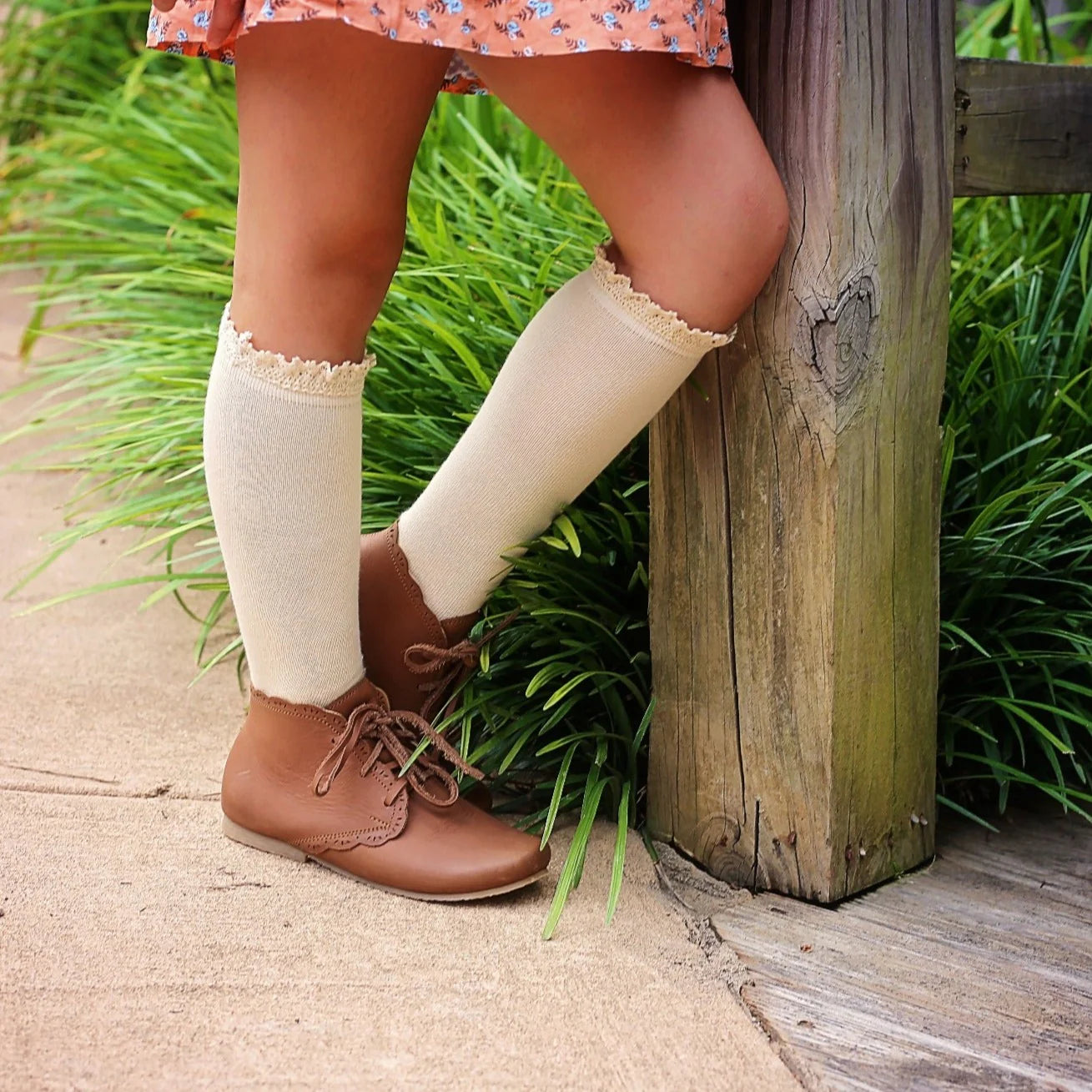 Lace Top Knee High- Vanilla