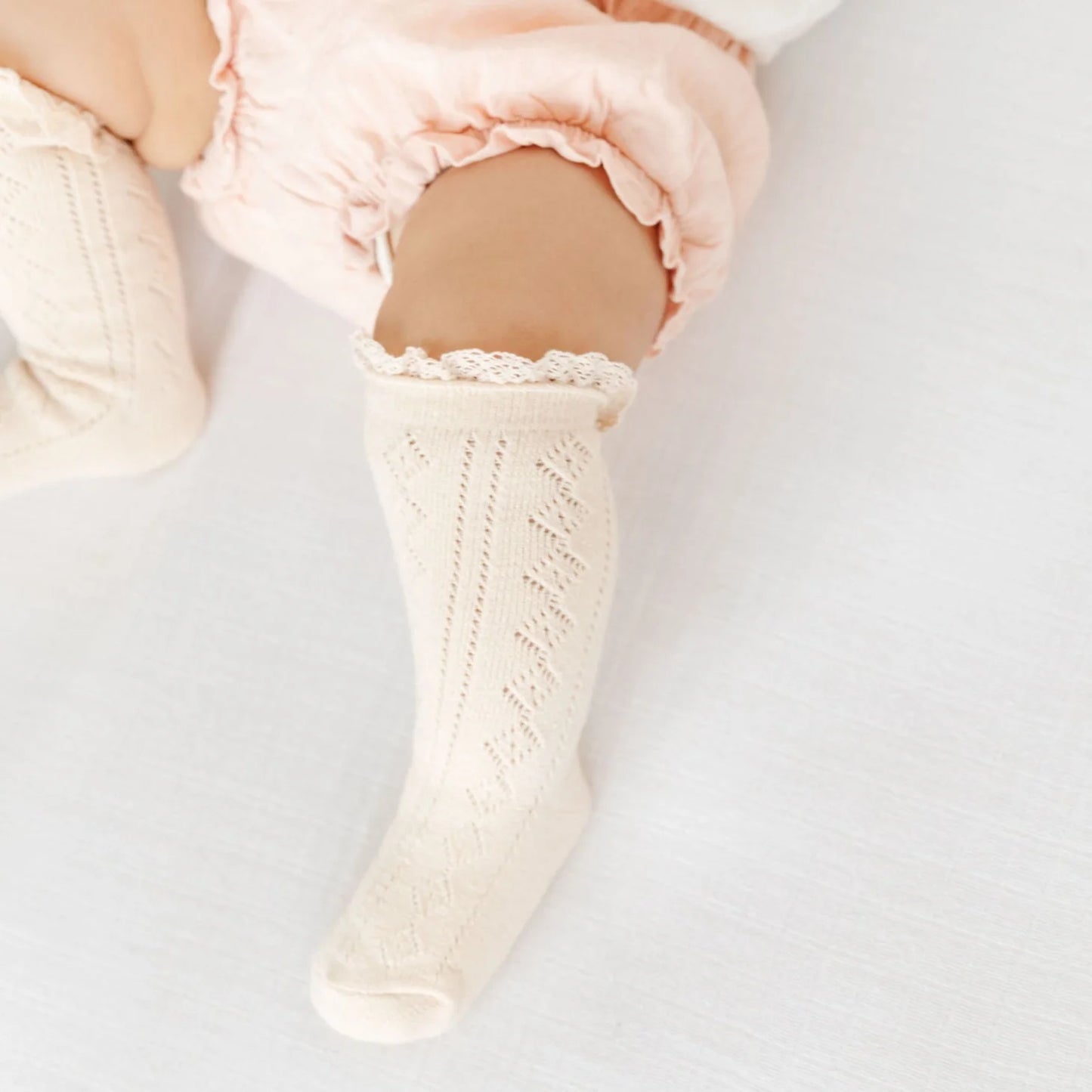 Fancy Lace Top Knee- Vanilla